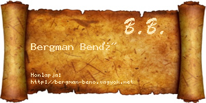 Bergman Benő névjegykártya